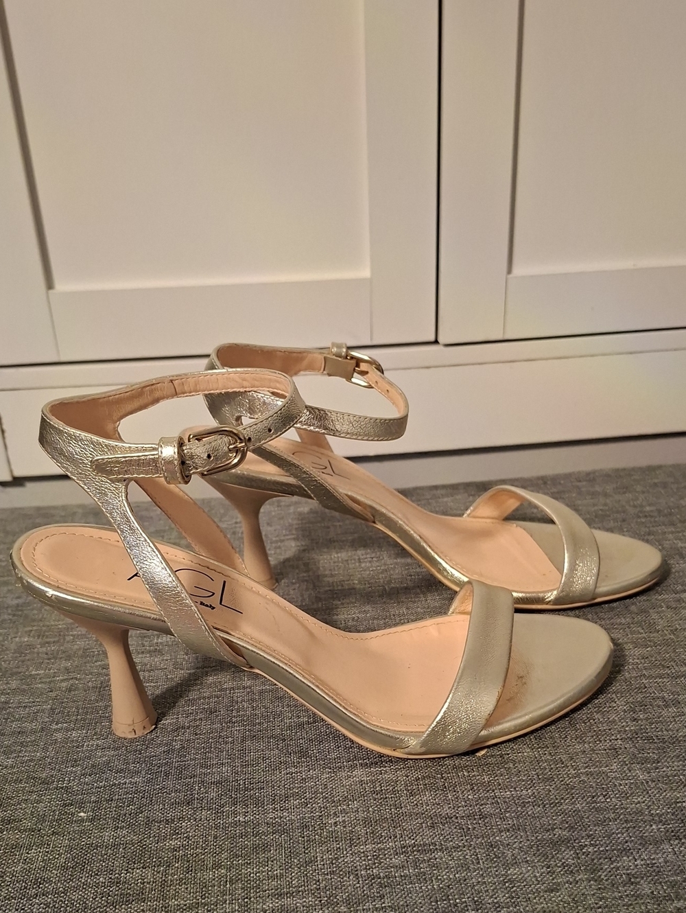 AGL Metallic Gold Ankle-Strap Women's Sandals